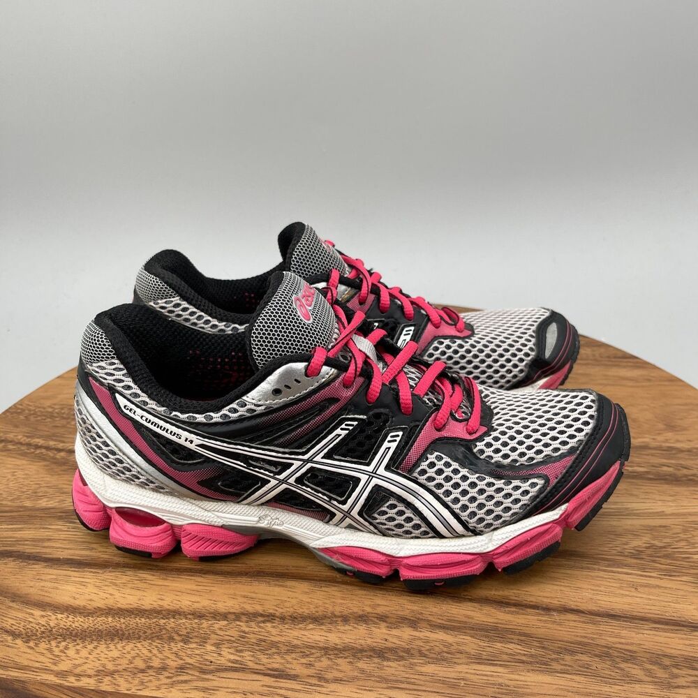 Asics Gel-Cumulus 14 Shoes Womens Size 6.5 Silver Pink Running Comfort Walking